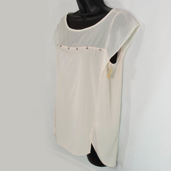NEW Honey Punch Stud Detail Top Womens Medium M Blouse Sheer Back Spike JJ07X - Picture 4 of 7
